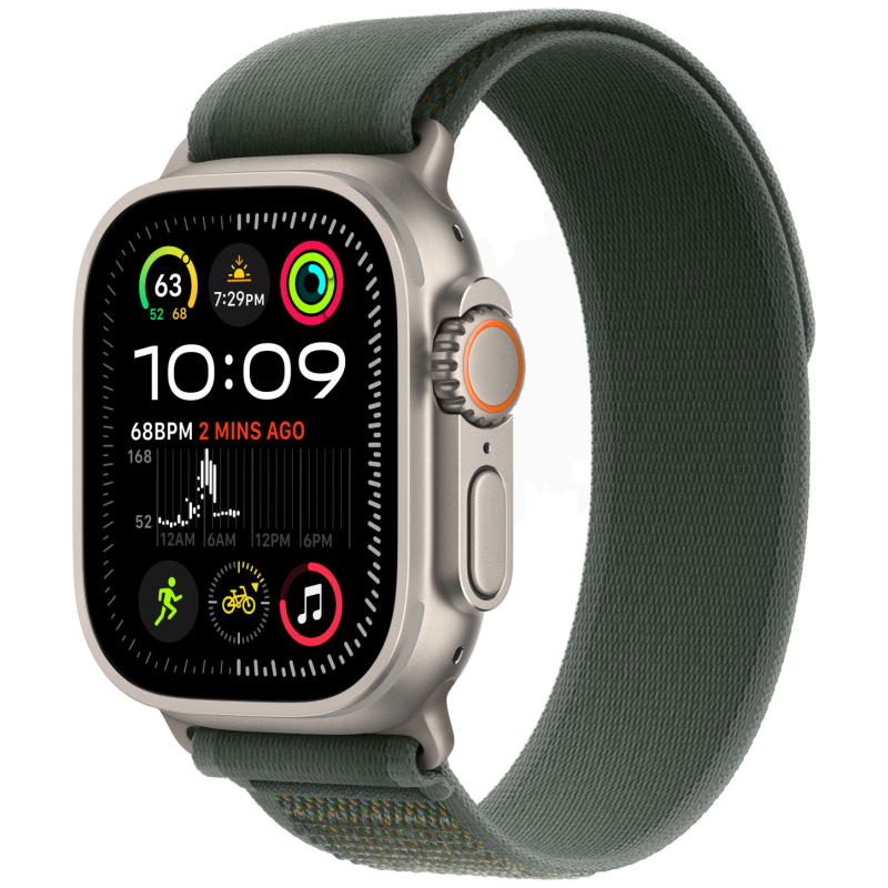 Apple Watch Ultra 2 GPS + Cellular, 49 мм, корпус из бежевого титана, ремешок Trail зеленого цвета